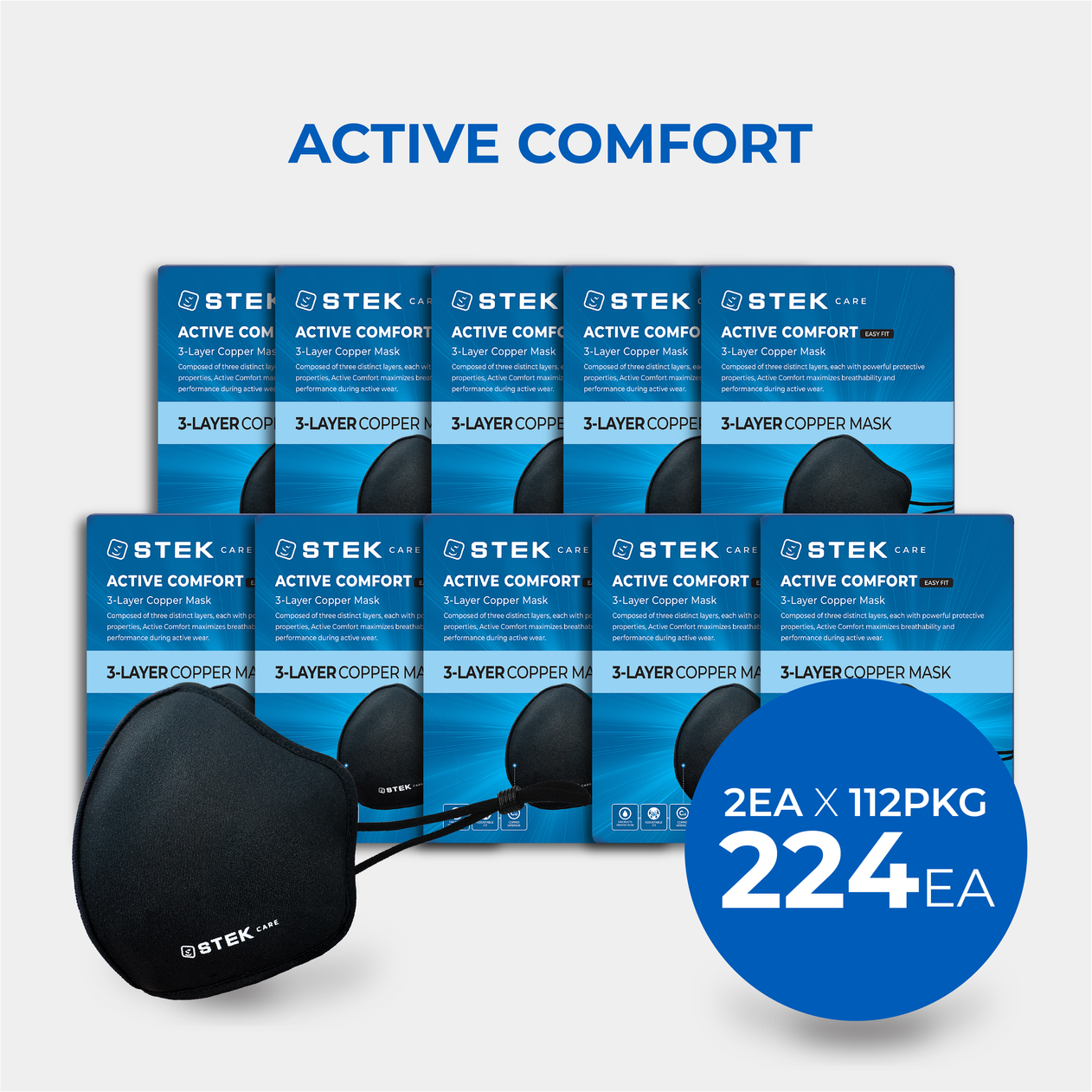 [Free Shipping] Active Comfort Adult Mask 224EA - stekcare