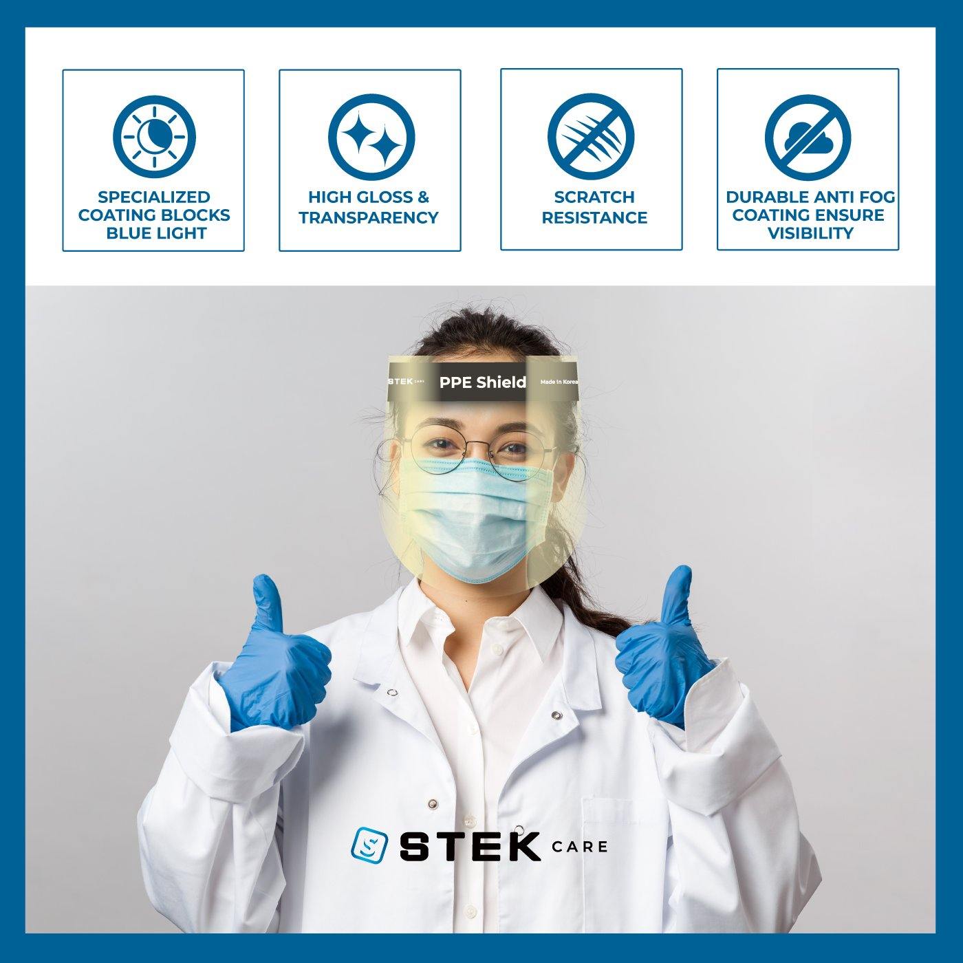 PPE Shield Face Protection Clear 40EA - stekcare