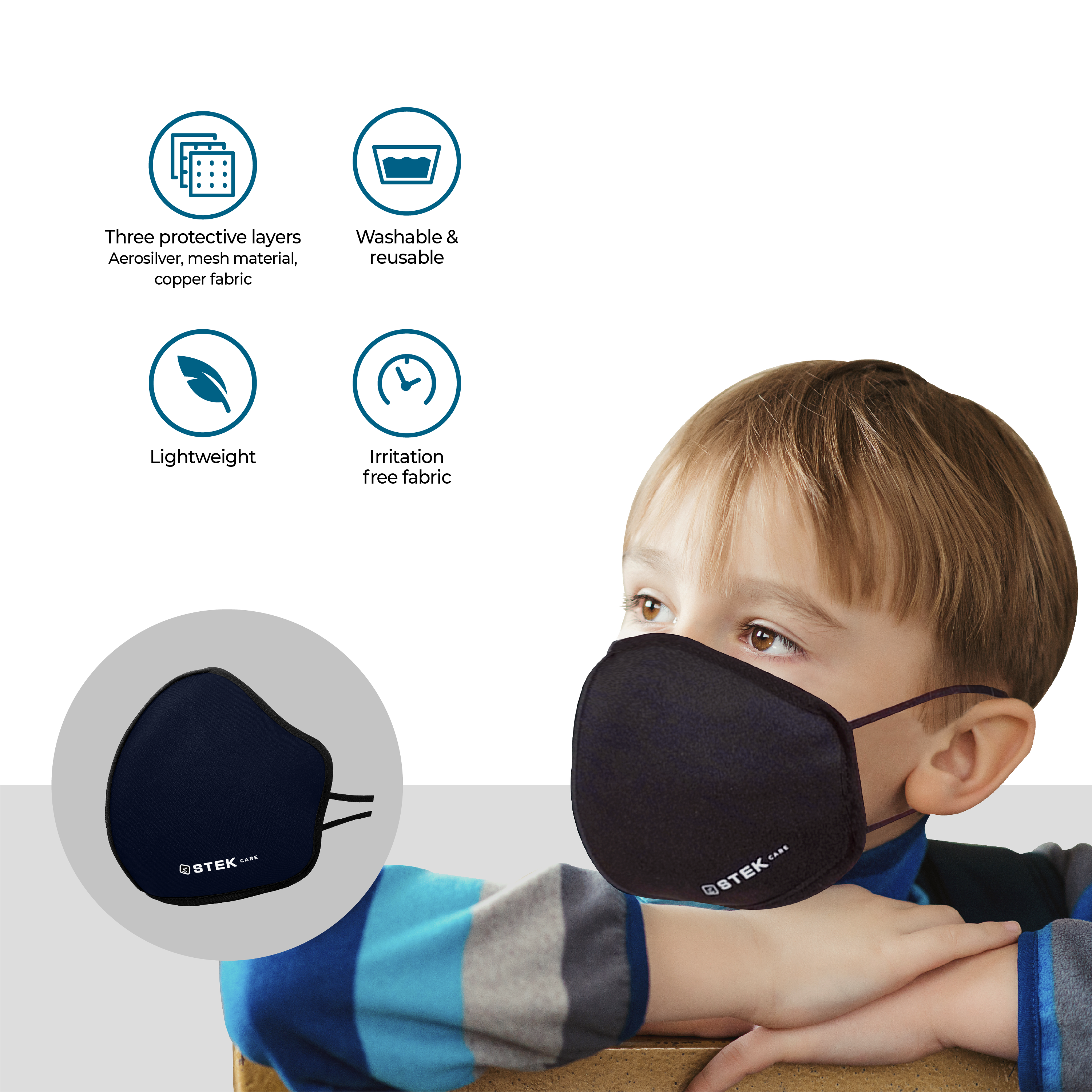 [4 Pack] Active Comfort Kids Mask 8EA - stekcare